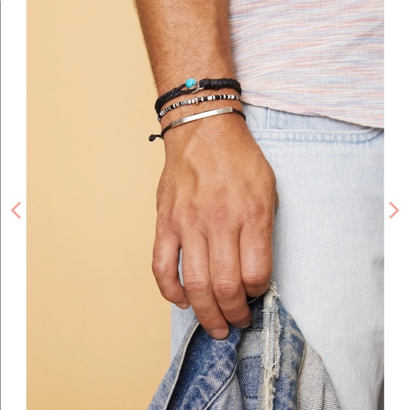 SCOSHA Brooklyn Classic Fishtail Turquoise Button in Black 7.5 inch. - Picture 3 of 6